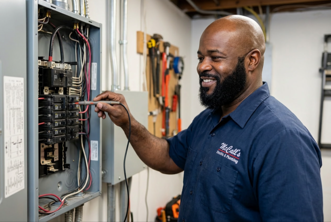 Terrence McCall, certified McCall's electrician on the job
